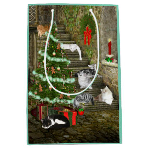Kitty cat Christmas Medium Gift Bag