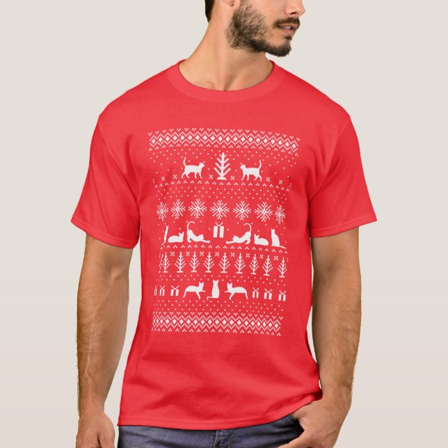 Kitty Cat Christmas Sweater Pattern girl (Front)