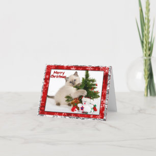 Kitty Cat Christmas Tree Note Card