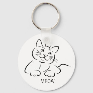 Kitty Cat Clipart Customise Text Custom Colour Key Ring