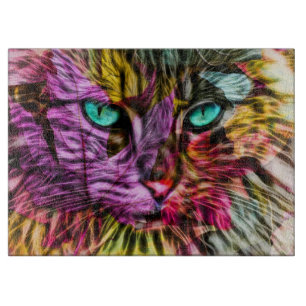 Kitty Cat Colourful Artsy Design Cutting Board
