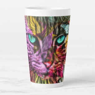 Kitty Cat Colourful Artsy Design Latte Mug