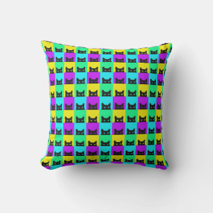 Kitty Cat Colourful Block Cushion