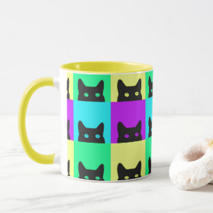 Kitty Cat Colourful Block Mug