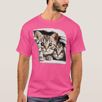 Kitty cat colourful cat watercolor retro T-Shirt