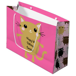 Kitty Cat Cute Kid's Birthday Party Large Gift Bag