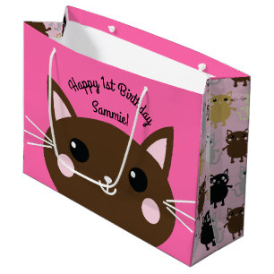 Kitty Cat Cute Kid's Birthday Party Large Gift Bag