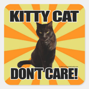 Kitty Cat Don't Care Square Sticker