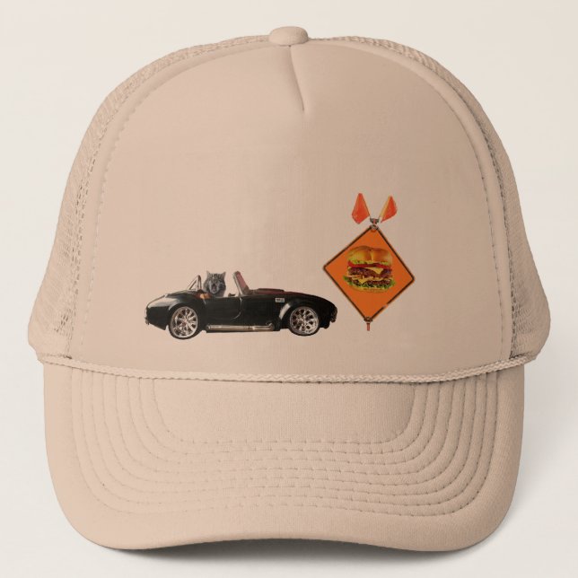 Kitty Cat drives to burgerville Trucker Hat (Front)