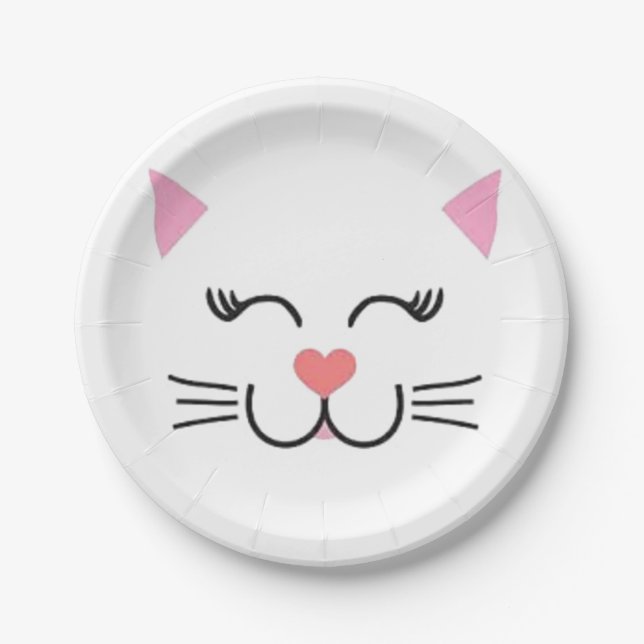 Kitty Cat Face Paper Plate (Front)