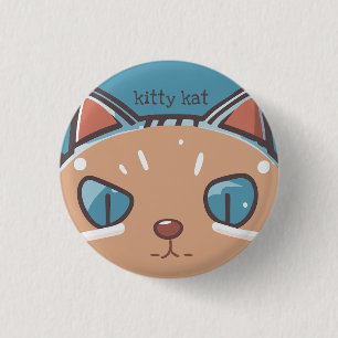 Kitty Cat Faced 3 Cm Round Badge