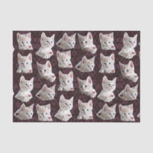 Kitty Cat Faces Pattern With Hearts Image Tissue Paper