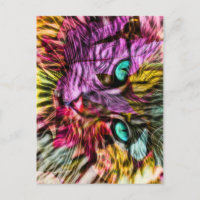 Kitty Cat Fall Leaves Colourful Artsy Design