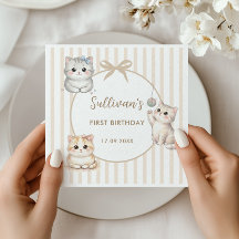 Kitty Cat First Birthday Neutral Cat Party Decor