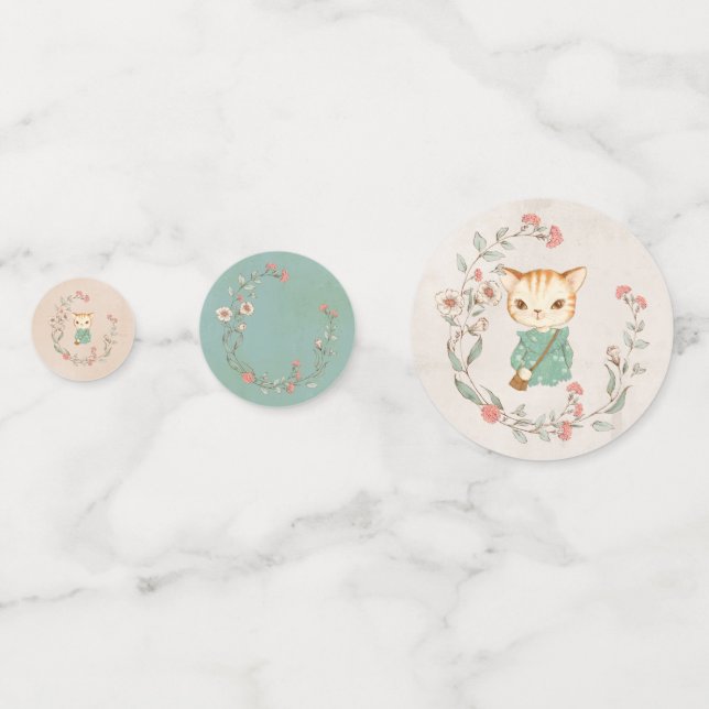 Kitty Cat Floral Girly Kitten Confetti (Fronts)