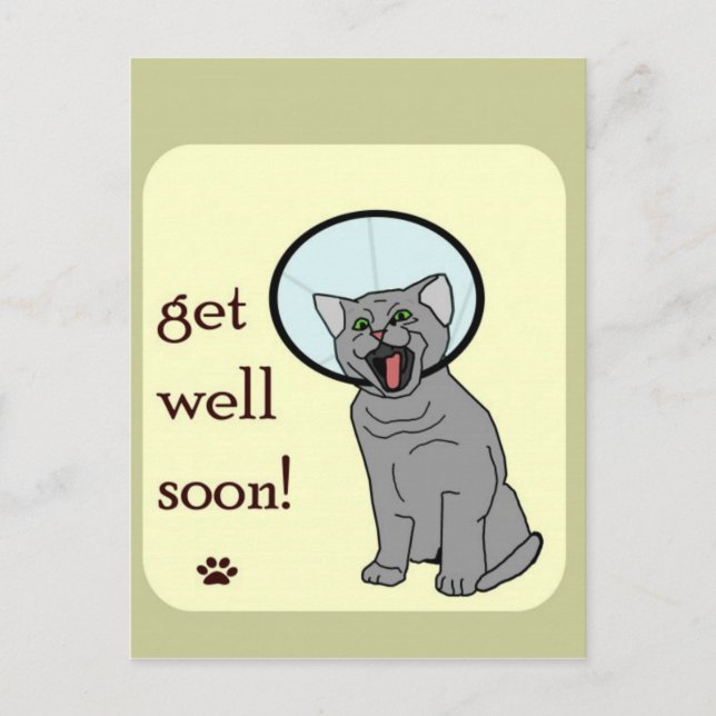 Kitty Cat Get Well Soon Postcard (Front)