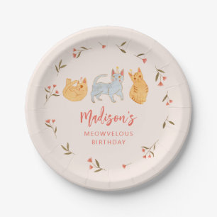 Kitty Cat Girl Meowvelous Birthday Party Paper Plate