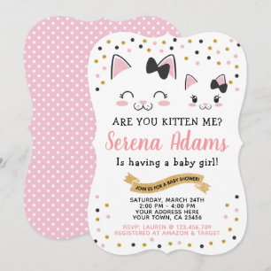 Kitty Cat Girls Baby Shower Invitation