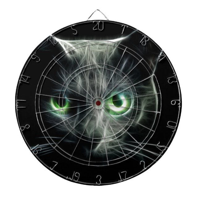 Kitty cat glowing green eyes dartboard (Front)