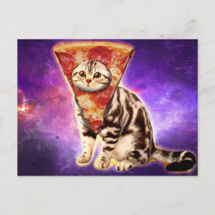 Kitty cat head pizza postcard