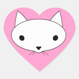 Kitty cat heart stickers - pink background