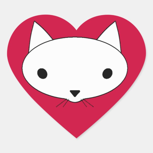 Kitty cat heart stickers - red background (Front)