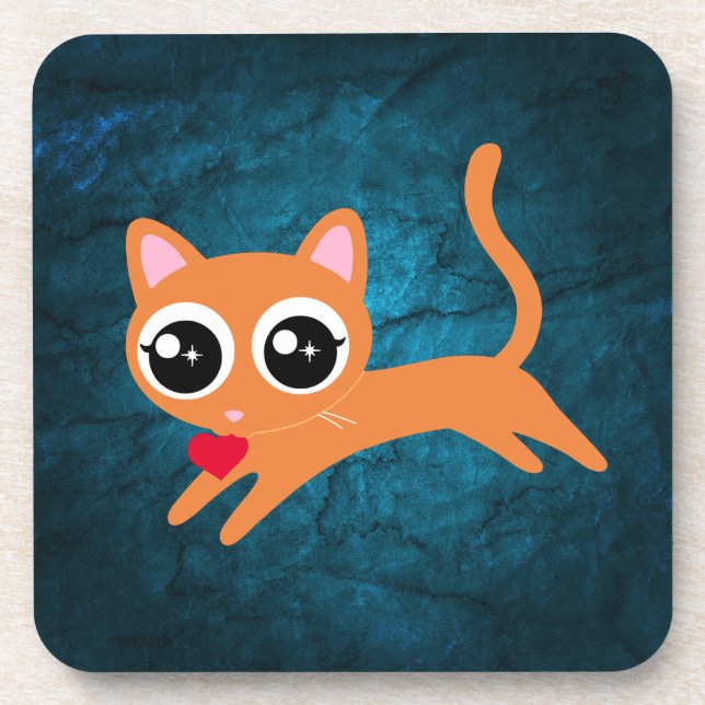 Kitty Cat Heart Thief Cute Gift Coaster (Front)