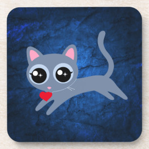 Kitty Cat Heart Thief Cute Gift Coaster