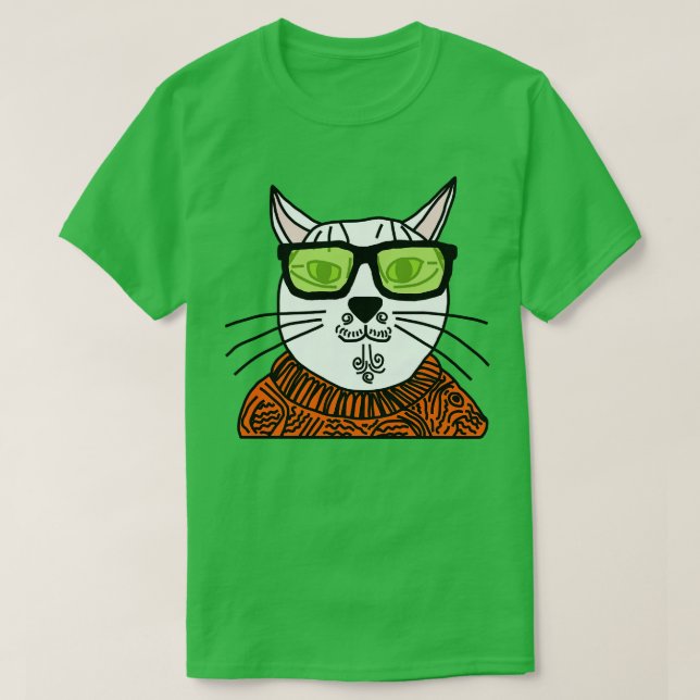 Kitty Cat Hipster T-Shirt (Design Front)