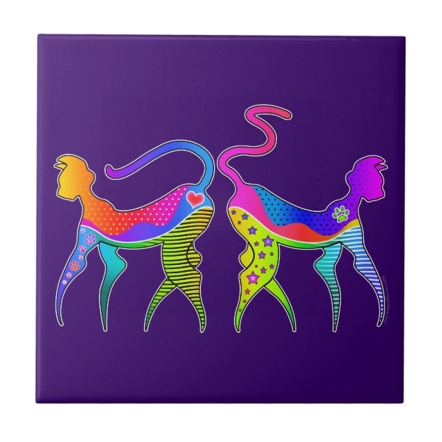 KITTY CAT KATZ CERAMIC TILE, COASTER or TRIVET (Front)