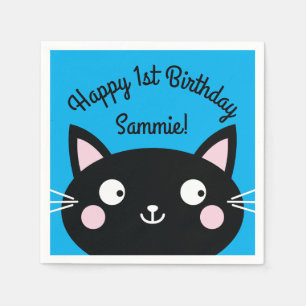 Kitty Cat Kids Birthday Cute Napkin