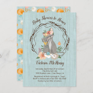 Kitty Cat kitten and Momma Baby shower Invitations
