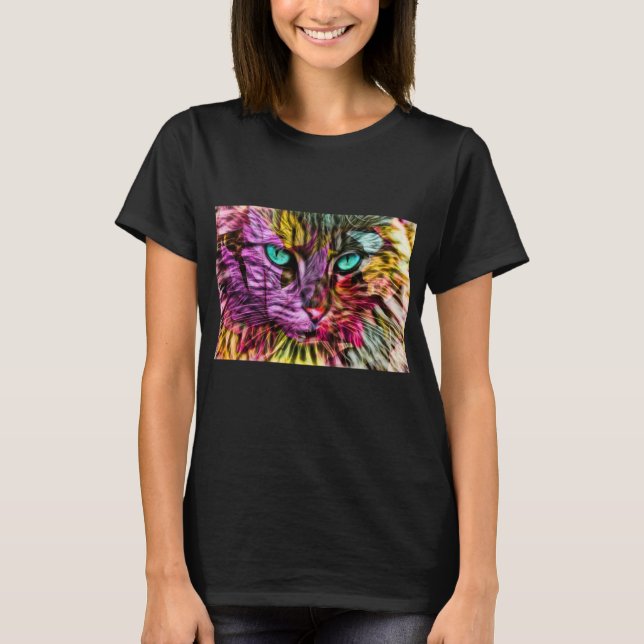 Kitty Cat Kitten Artsy Design T-Shirt (Front)