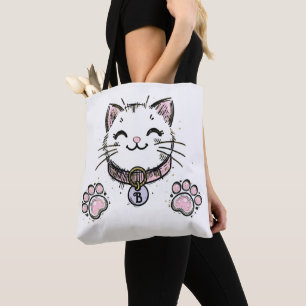 Kitty Cat Kitten Pink Purple Gold Birthday Party  Tote Bag