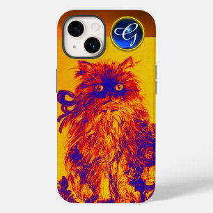 KITTY CAT,KITTEN YELLOW BLUE ROSES Gem Monogram iPhone 14 Case