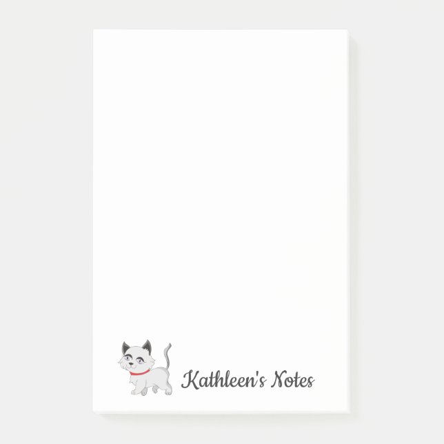 Kitty Cat Love Notes | Customise Text | White Cat (Front)