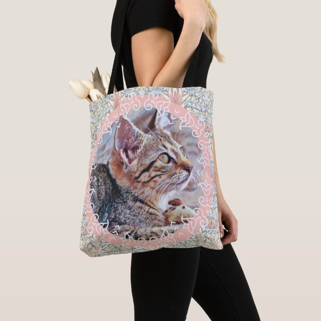 Kitty Cat Lovers Sweet Kitten Vintage Style Tote (Close Up)