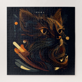 Kitty cat on black puzzle