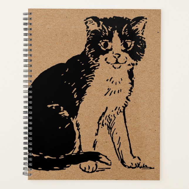 Kitty Cat on Brown Paper Fine Art Planner (Front)