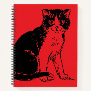 Kitty Cat on Red Fine Art Notebook