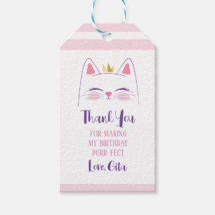 Kitty Cat Pink and Gold Birthday Party  Gift Tags