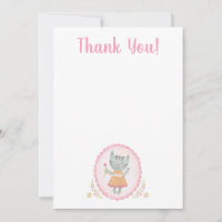 Kitty Cat Pink Cute Thank You Card