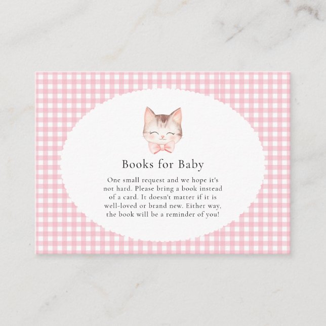 Kitty Cat Pink Purr-fect Baby Girl Baby Shower  Enclosure Card (Front)