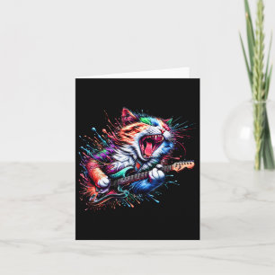 Kitty Cat Playing Guitar Rock Cat Heavy Metal Cat Card
