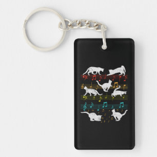 Kitty Cat Playing Music Note Clef Musician Piano Key Ring