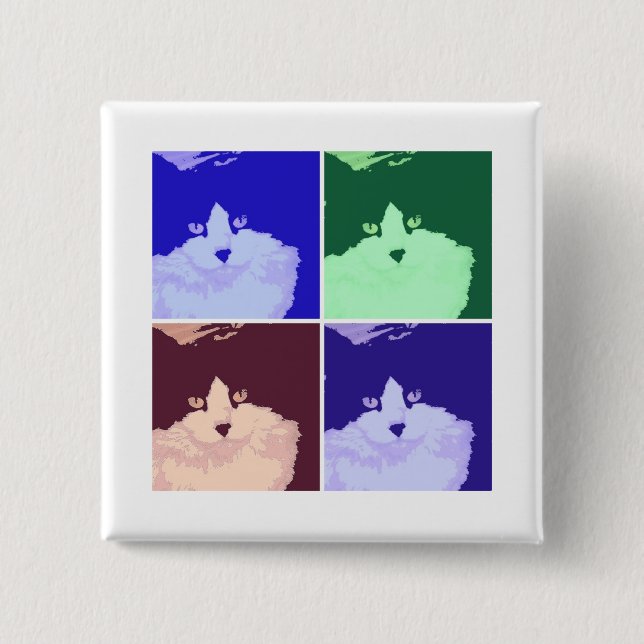 Kitty Cat Pop Art 15 Cm Square Badge (Front)