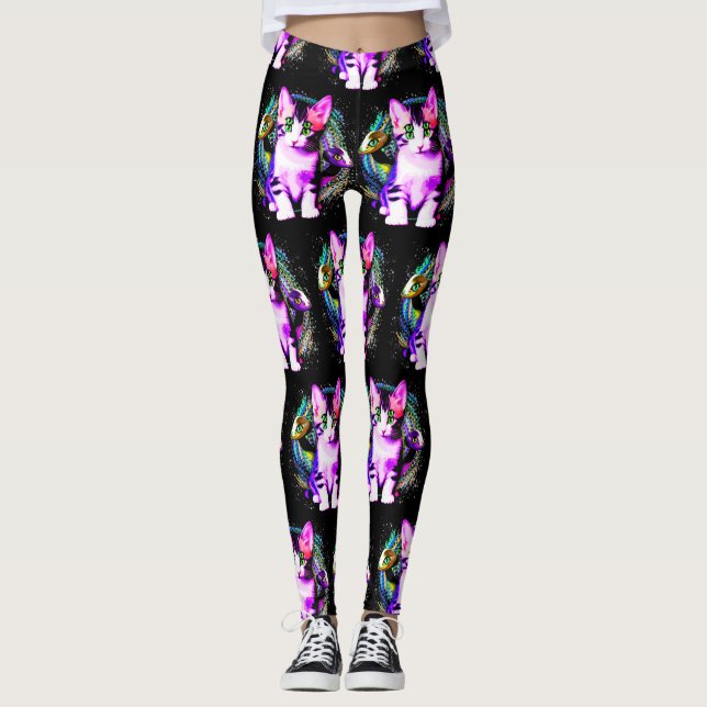 Kitty Cat Psychic Aesthetics Character Leggings (Front)