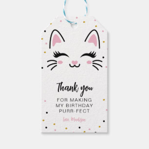 Kitty Cat Purrfect Birthday Thank You Favour Gift Tags