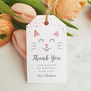 Kitty Cat Purrfect Birthday Thank You Favour Gift Tags
