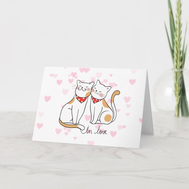 Kitty Cat Purrfect Love Romantic Valentine Card (Front)
